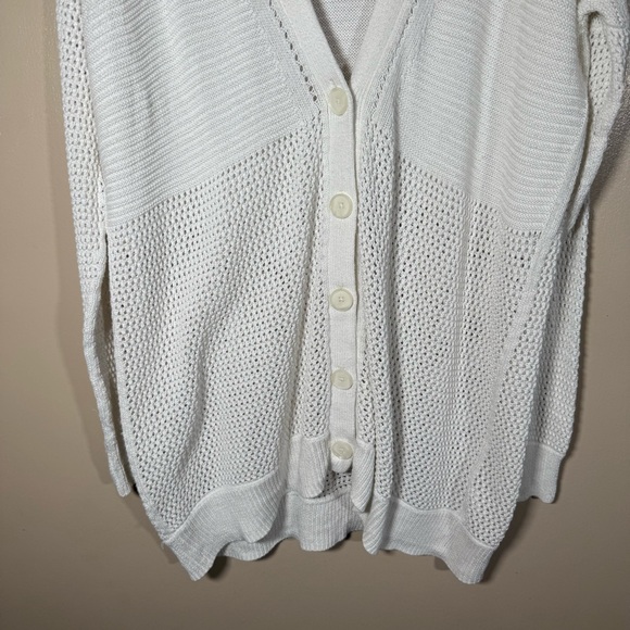 Vince Knit Marled Long Cardigan Optical White Size Medium - Picture 6 of 10